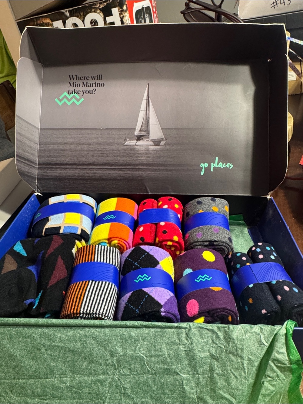 Mio Marino Men's Colorful Patterned Socks - 9 Pair all new